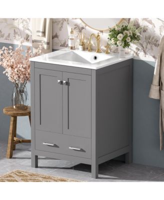 24 in. Bathroom Vanity with Integrated Undermount Basin and Soft-close 2 Doors, 1 Drawer and Versatile Storage Solutions
