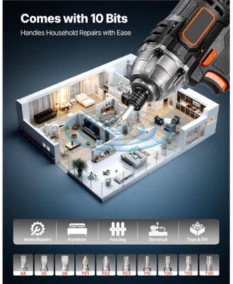 20V Cordless 1/4" Impact Driver Kit, 2800 RPM Max, Powerful Motor, Battery & Charger, 10 Bits, LED Work Light