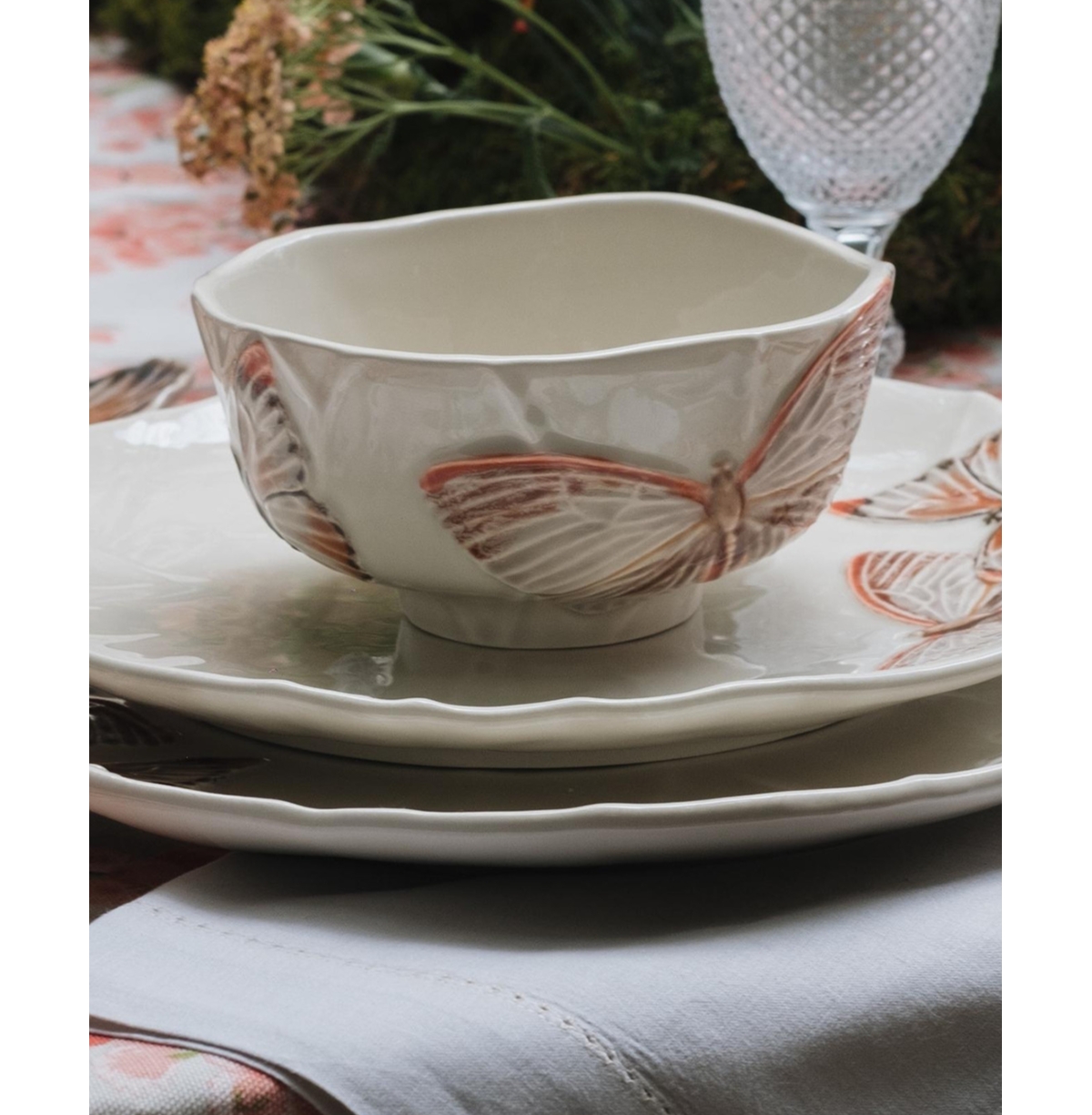 Bordallo Pinheiro Cloudy Butterflies By Claudia Schiffer Bowls, Set of 2