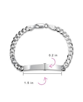 Identification ID Bracelet 5MM Cuban Curb Chain Link .925 Sterling Silver 7.5 inch