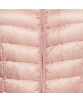Women's Pink Nylon Belted Puffer Jacket