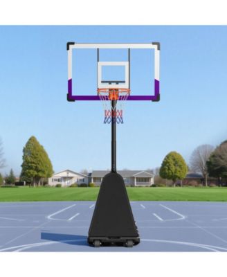 Portable Basketball Hoop, 10 ft Height Adjustable Stand with 48" PC Backboard, Outdoor/Indoor Goal System