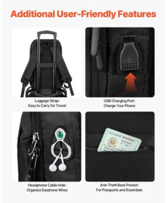 26L Lightweight Travel Hiking Backpack, Water-Resistant, USB Charging Port, Anti-Theft Pocket,Laptop