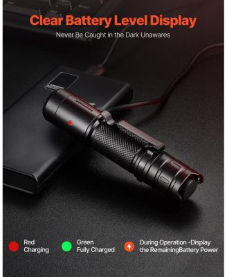 Rechargeable High Lumens LED Flashlight, 6 Lighting Modes, IP66 Waterproof, Handheld Portable Flash Light