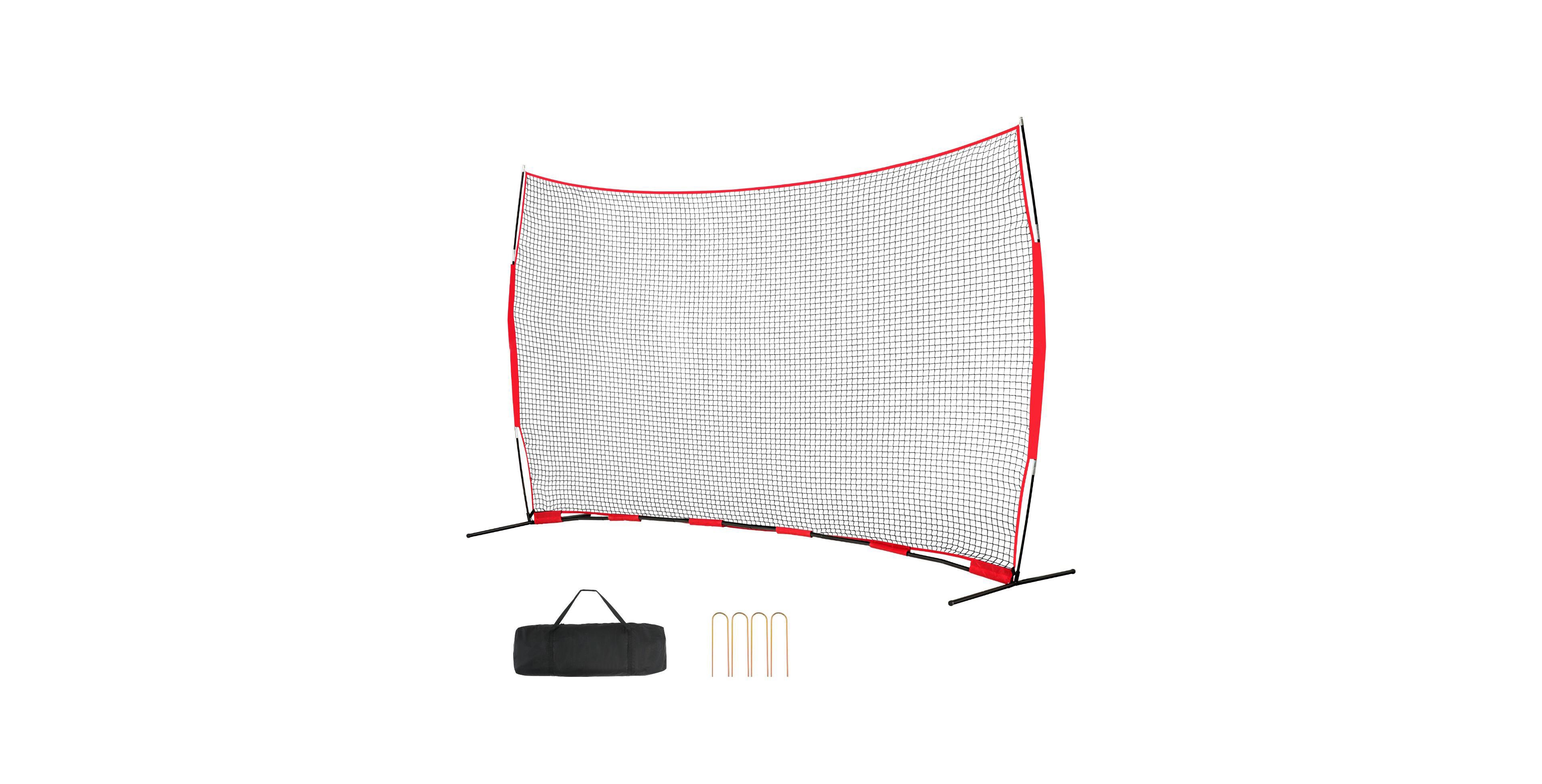 Mecale Barricade Backstop Net, 16 x 10 ft Sports Barrier Netting with Carry Bag, Practice Protection Screen for Backyard Training