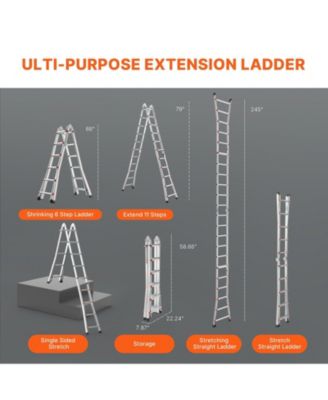 20.5 ft Telescoping A-Frame Ladder, Compact Aluminum Multi-Function Extension Ladder, Collapsible Design, 330 lb Load Capacity