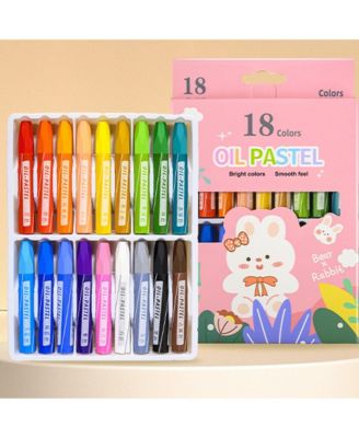 18 Colors Oil Pastel Crayons, Kid Graffiti Pens Easy to Hold and Unbreakable Crayons, Art Supplies for Students
