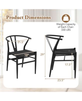Modern Dining Chair Weave Kitchen Armchairs with Y-Shaped Curved Backrest