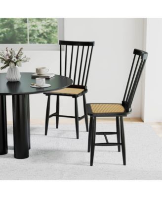 Dining Chairs with PE Rattan Seats for Dining Room, Kitchen, Restaurant