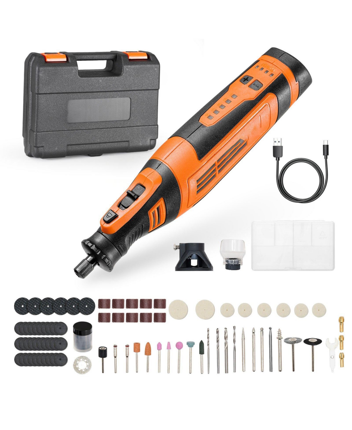 Mecale 136-Piece Cordless Rotary Tool Kit, DC8V Mini Rotary Tool, 5 Speeds 5000–30000 Rpm, Multi-Purpose Diy Tool Set