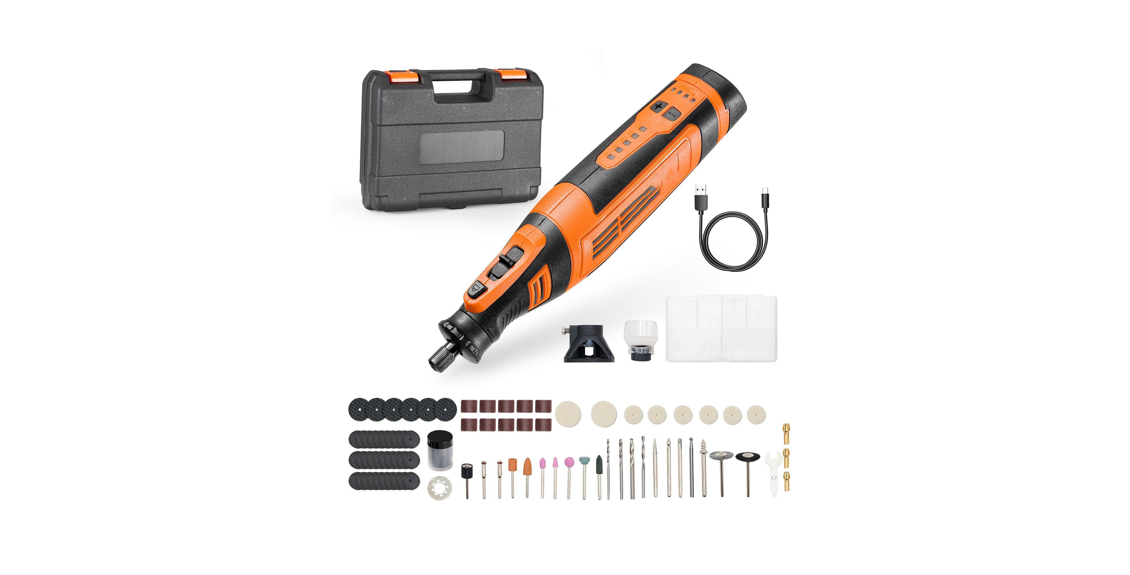 Mecale 136-Piece Cordless Rotary Tool Kit, DC8V Mini Rotary Tool, 5 Speeds 5000–30000 Rpm, Multi-Purpose Diy Tool Set