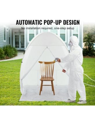 Pop-Up Spray Paint Shelter, 60 x 60 x 70 in Portable Spray Paint Tent with Built-In Floor, Exhaust Window, Storage Bag