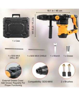 1-9/16" SDS-Max Rotary Hammer Drill, 13 Amp Corded, Variable Speed, Vibration Control, Safety Clutch, Demolition Hammer