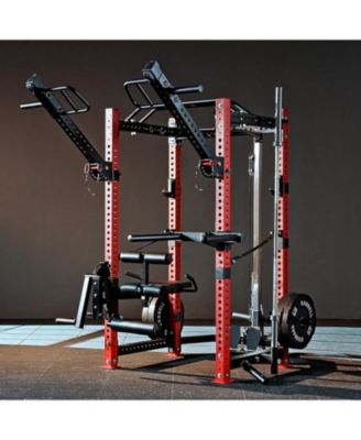3"x3" Power Cage, Multi-Function Power Rack with LAT Pull Down Pulley System, Commercial Squat Rack for Home Gym