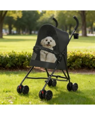 Dog Stroller with Mesh Ventilation, Lightweight Foldable Design in Black