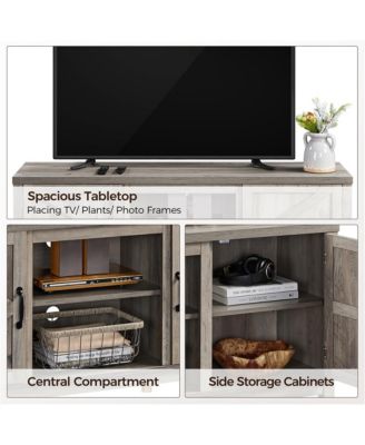Farmhouse TV Stand – 3-Layer Storage Shelf – Rustic Entertainment Center for Living Room, Fits TVs with Stylish Open Shelving