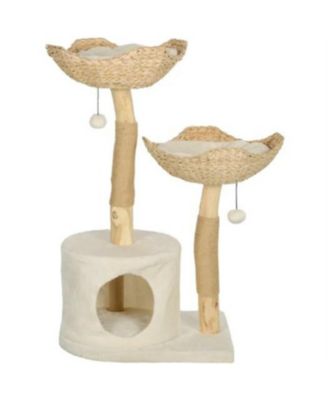 37.4 in. Cat Tree with Scratching Post  in Cream White