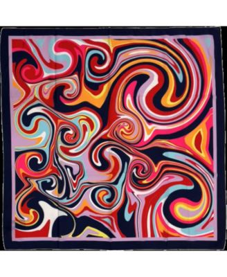 Swirl Away Crepe Satin Square Scarf