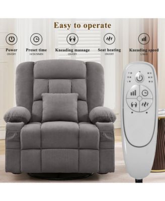 Massage Rocker Recliner Chair with 4-Point 3D Kneading Massage and Heat for Elderly