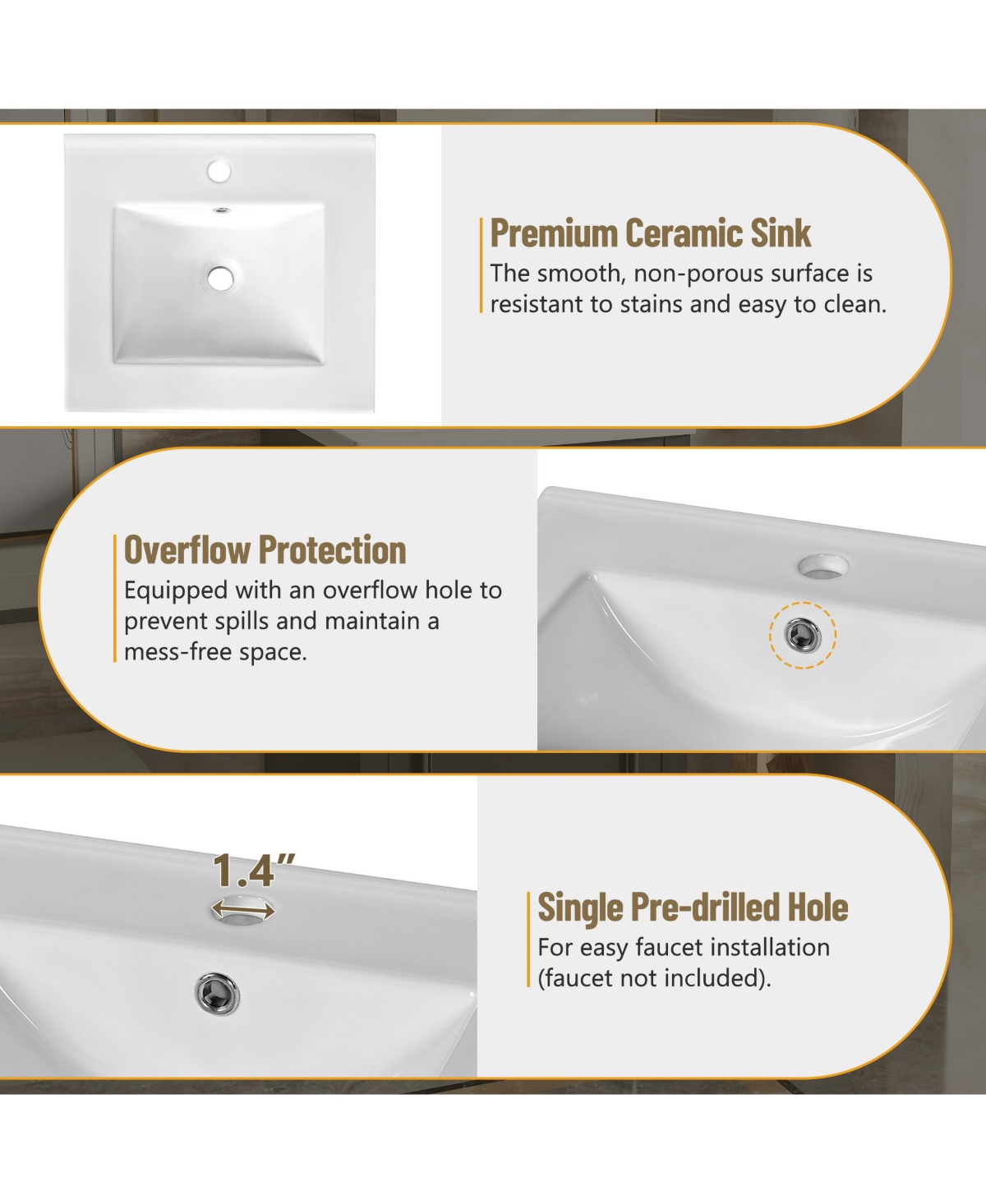 Cesicia 20 in. Bathroom Vanity with Ceramic Sink, Soft Close Door, Adjustable Shelf and Door-Mounted Storage Rack for Small Bathrooms