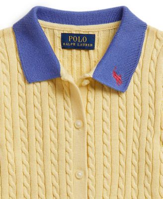 Girls' 2T-6X Mini-Cable Polo Cardigan and Skirt, 2-Piece Set