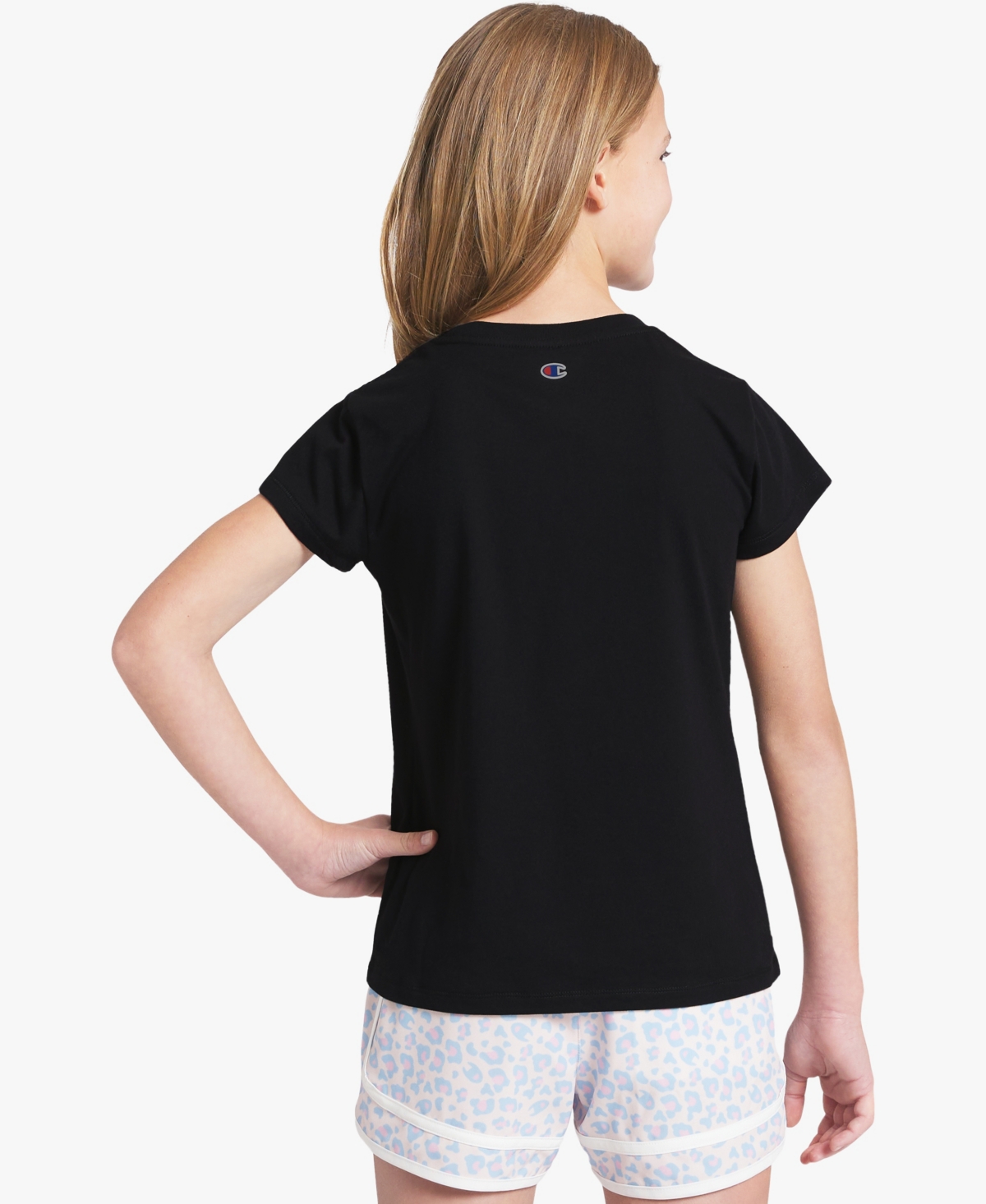 Champion Girls' 7-16 Crewneck Rainbow Logo Graphic T-Shirt