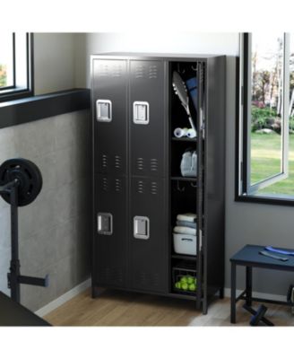 6-Door Metal Office Storage Cabinet with 27 Hooks & 9 Shelves, 72" Tall Steel Lockers, Employee Locker Cabinet for Office, Gym, Home