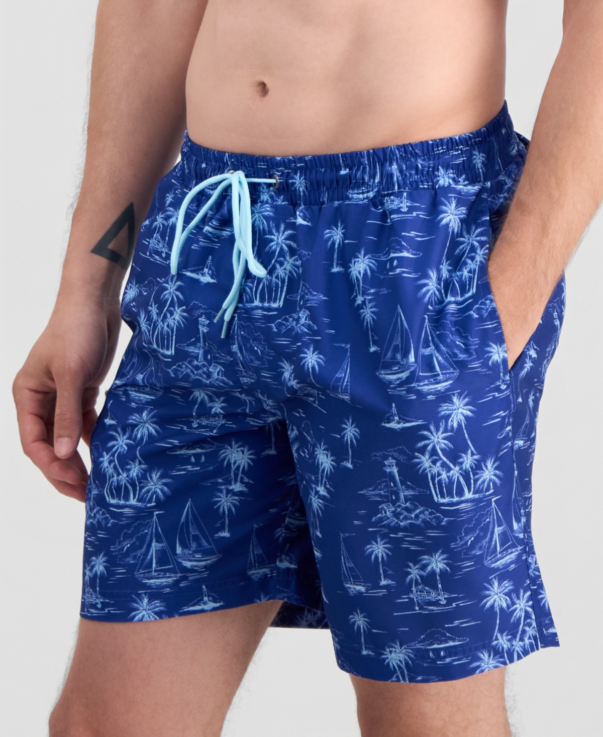 Club Room Men's Sail Toile Swim Trunks, Macy's Exclusive