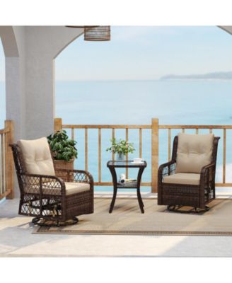 Outdoor 3-Piece Furniture Set with Swivel Gliders and Side Table