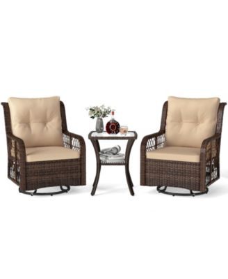 Outdoor 3-Piece Furniture Set with Swivel Gliders and Side Table