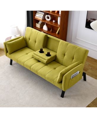 70-Inch Multi-Functional Cotton and Linen Sofa Bed, Instantly Switch between Living Room and Bedroom