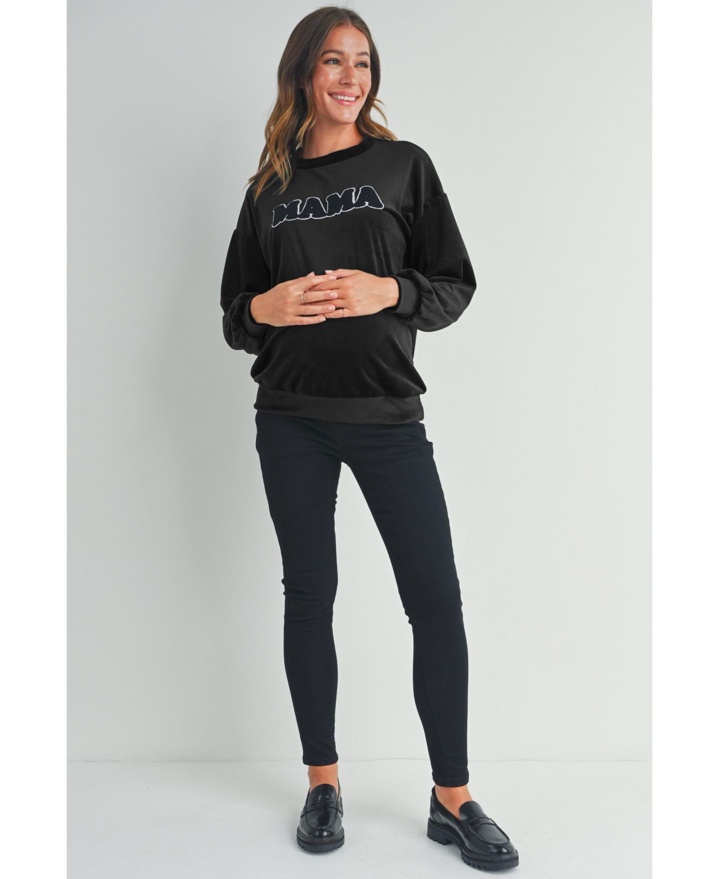 Женские толстовки Hello Miz Velvet Mama Crewneck Maternity, цвет: Чёрный — фото 5