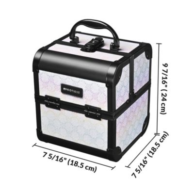 Rolling Makeup Train Case w/ Cube Case Cosmetic Organizer ForgetMeNot