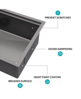 28x18x10inch Gunmetal Black Workstation Kitchen Sink Undermount Stainless Steel 16 Gauge