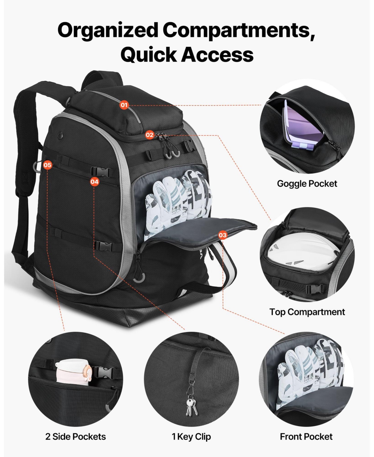 Mecale 65L Ski Waterproof Boot Bag Travel Backpack