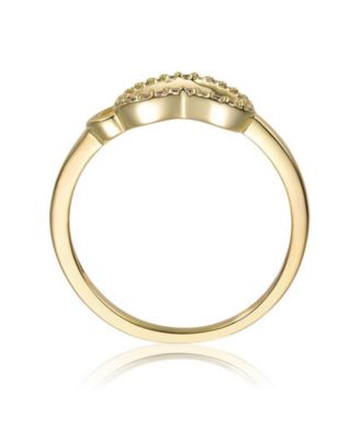 Timeless 14K Gold Plated Cubic Zirconia Two Hearts Ring