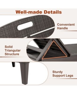 Set of 2 Outdoor Chaise Lounge Chairs with 4-Position Back