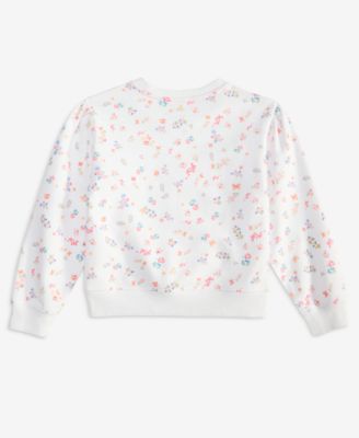 Girls' XS-XL Floral-Print Crewneck Sweatshirt