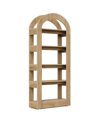 5-Tier Bookshelf, Arch-Shaped Racks, Tall Standing Wooden Bookcase Display Shelf Modern Storage Solution