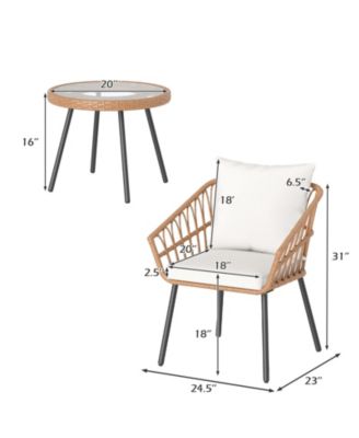 Outdoor 3-Piece Bistro Set with Sturdy Metal Frame