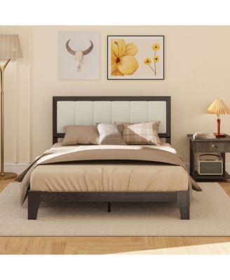 Full Size Bed Frame with Headboard Platform Bed Frame Charcoal