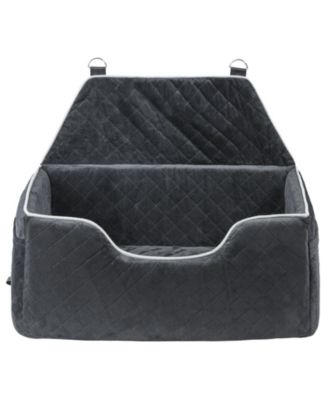 Dog Car Booster Seat w/ Storage Pocket & Safety Leash, Sponge Fill, Dog Car Bed for Medium/Large Dogs up to 55 lb, Black