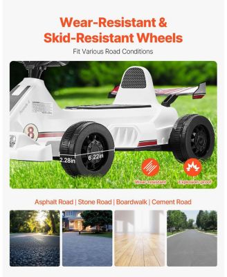6V Electric Go Kart for Kids with LED Headlight & Horn, White