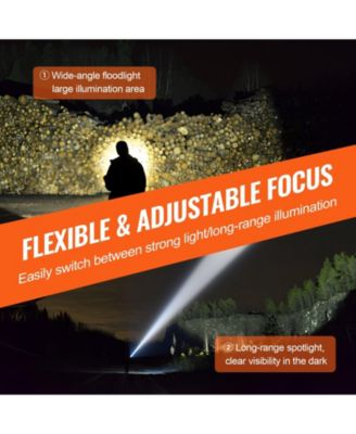 2-Pack LED Flashlight, 2000 Lumens, Adjustable Focus Beam, 5 Modes, IP44 Water Resistant, Handheld