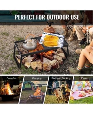 22.4" Folding Campfire Grill, Heavy Duty Steel Mesh Grate with Legs and Carrying Bag, Camping Grate for Fire Pit Cooking