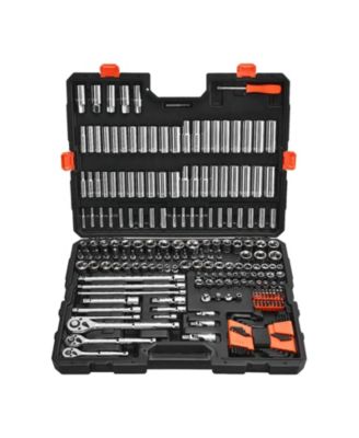 225-Piece Socket & Ratchet Set, 1/4" 3/8" 1/2" Drive SAE & Metric, Deep & Shallow, Bits, Accessories, Case, CR-V