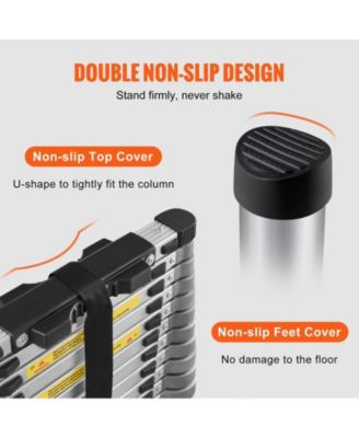 15 ft Telescoping Ladder, Aluminum Multi-Button Retraction Extension Ladder, 400 lb Capacity, Non-Slip Feet, ANSI Listed