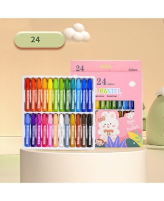 24 Colors Oil Pastel Crayons, Kid Graffiti Pens Easy to Hold and Unbreakable Crayons, Art Supplies for Students