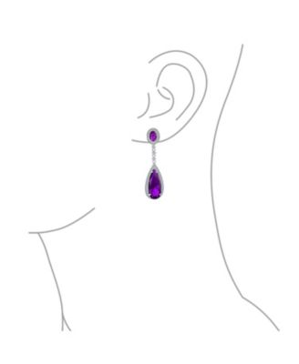 Cubic Zirconia CZ Teardrop Chandelier Screw Clip On Earrings Silver Plated