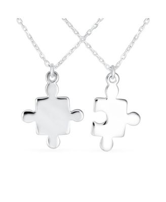 Best Friends Set Puzzle Word Mother Daughter Pendant Necklace Sterling Silver